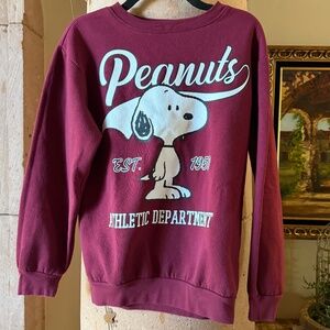 Peanuts Snoopy & Woodstock 2 piece sweatsuit set xs burgundy